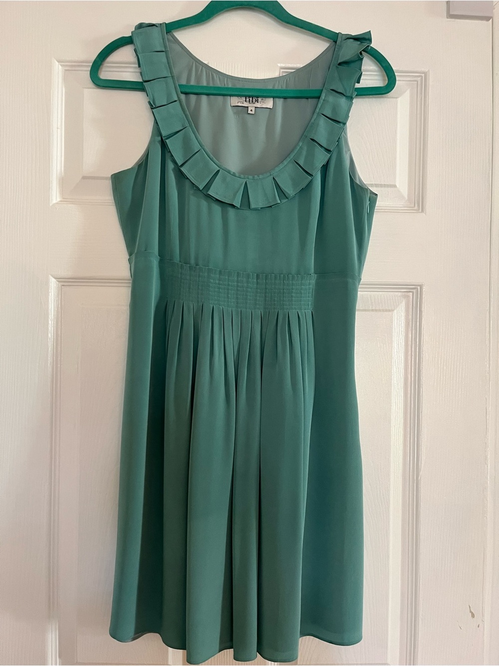 Tibi Teal Sleeveless silk dress. Size 4